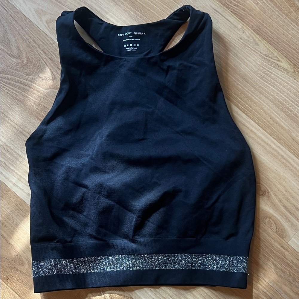 Black Racerback Tank crop Top with Silver Detail XS/6